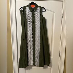 LA DOUBLEJ Tootsie Dress XS Camouflage green poplin